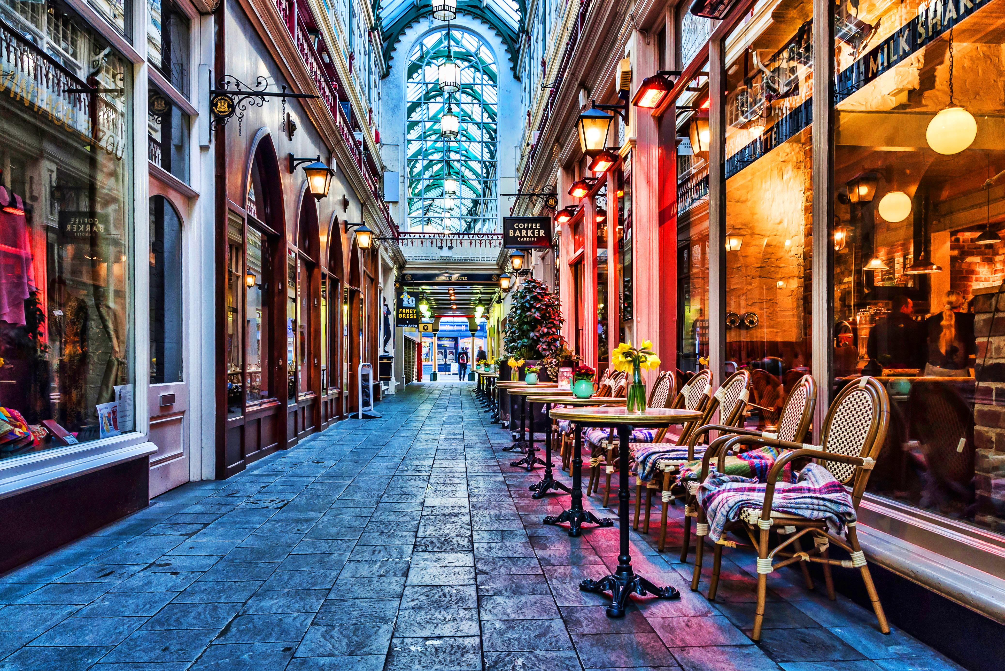 Visiting the covered arcades is one of the best things to do in Cardiff