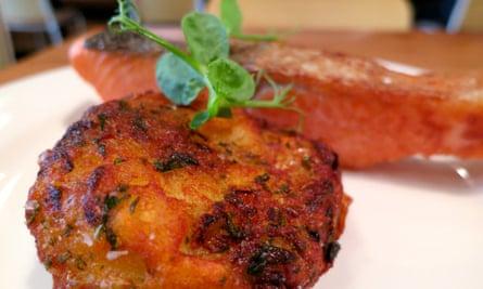 A hash brown and salmon at the Flight Coffee Hangar