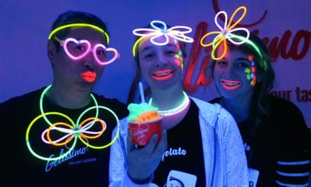 The crew at Gelissimo serve up glow-in-the-dark gelato during Wellington’s Lux light festival