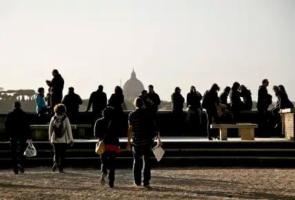 Sonnenuntergang über dem Giardino degli Aranci.