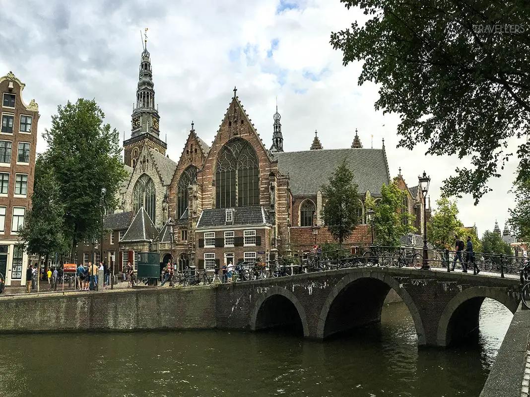 The Oude Kerk with bridge and canal