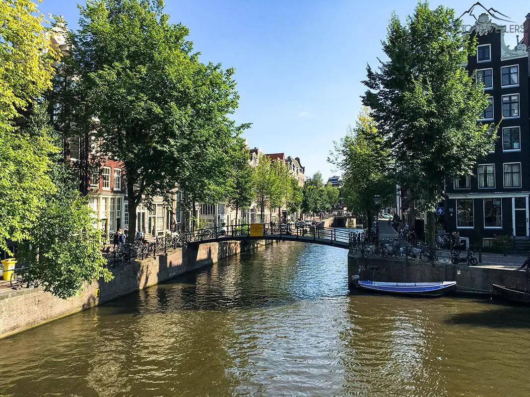 A canal with a bridge