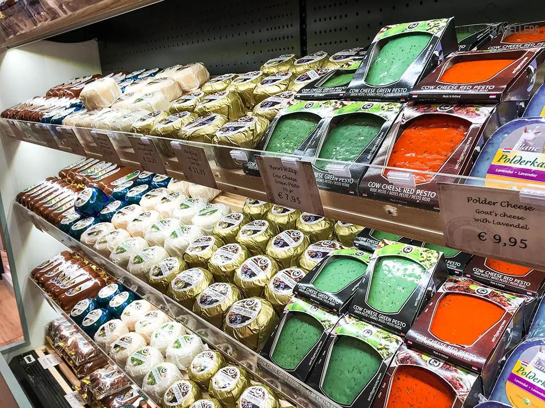 The display in a cheese shop in Amsterdam